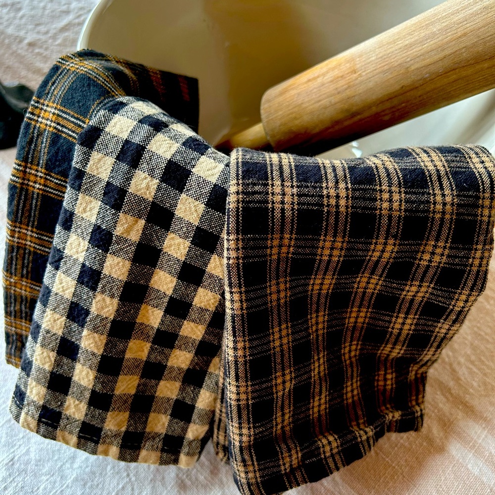 3 Primitive Cotton Dish Towels